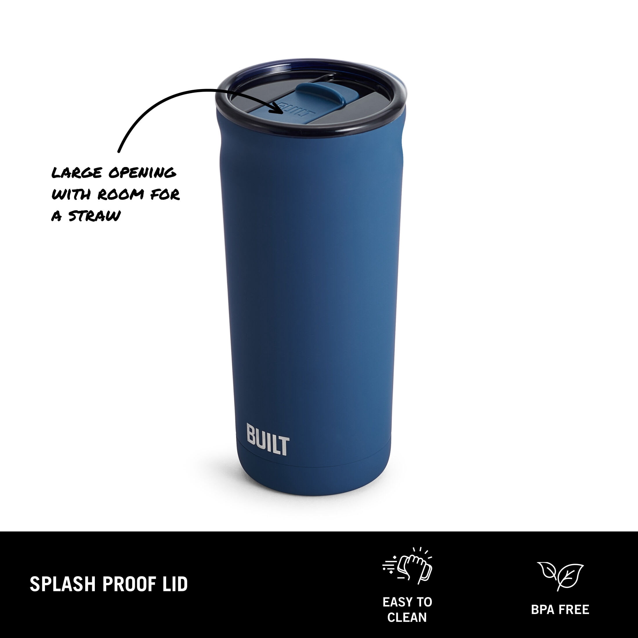 BUILT Torrent 20 fl oz Double-Wall Vacuum Insulated Tumbler, Blue