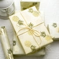 thumbnail image 4 of HOMERAL Pineapple Wrapping Paper Roll - Gold Foil Pineapple Design with Cut Lines for Birthday, Holiday, Wedding, Baby Shower - 17 inch x 33 feet, 4 of 7