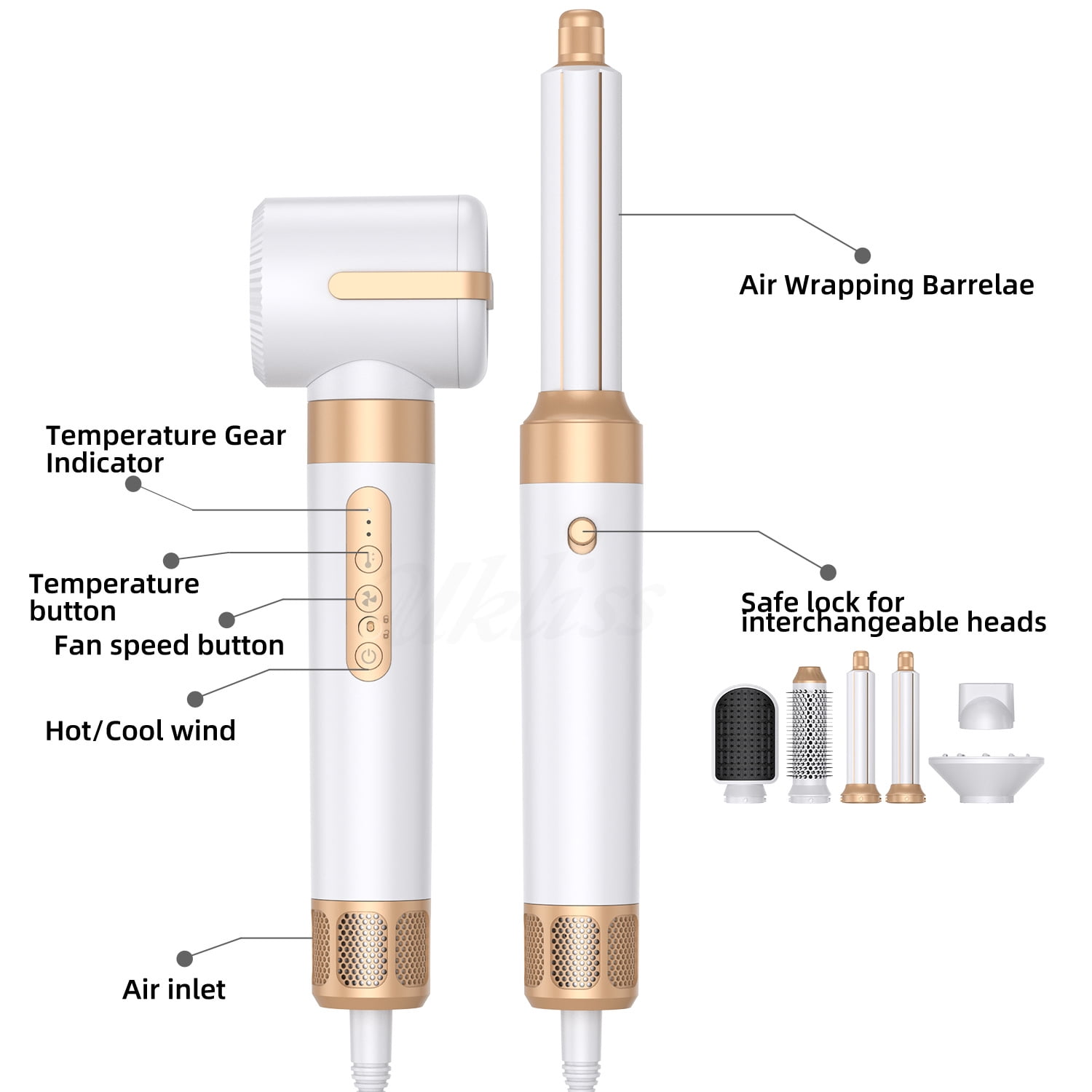 7-in-1 Professional Hair Styling Ecosystem, High-Velocity Dryer & Styler with 6 Interchangeable Heads for Curling, Smoothing, & Volumizing All Hair Types, Salon Blowouts at Home