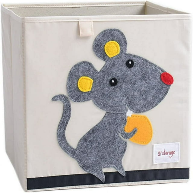 Foldable Animal Canvas Storage Toy Box/Bin/Cube/Chest/Basket/Organizer for Kids 13 inch (Mouse)