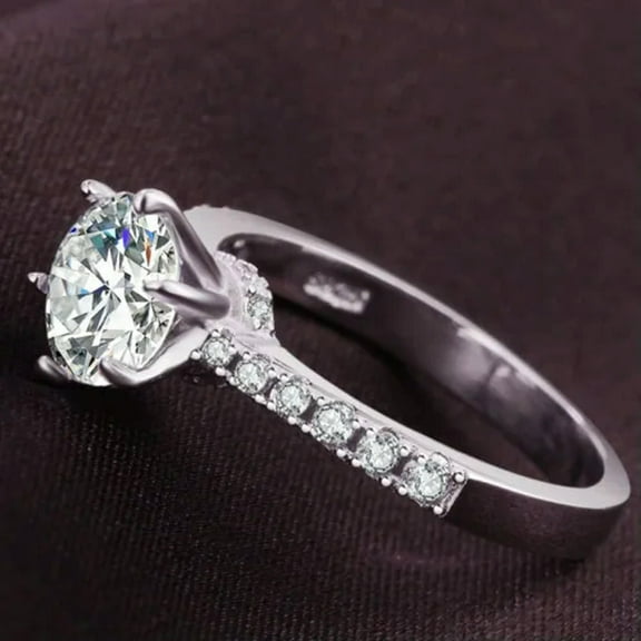 2ct Round Cut Cz Band Women's 925 Silver Jewelry Engagement Party Ring Size 4-9