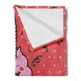 thumbnail image 2 of Birthday Soft Flannel Fleece Throw Blanket, Pink Strawberry Flavor Cupcake Candle Face Bow Tie and Dots, Cozy Plush for Indoor and Outdoor Use, 50" x 70", Multicolor, by Ambesonne, 2 of 5