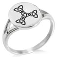thumbnail image 1 of Stainless Steel Celtic Triquetra Interlaced Knot Minimalist Oval Top Polished Statement Signet Ring, 1 of 1