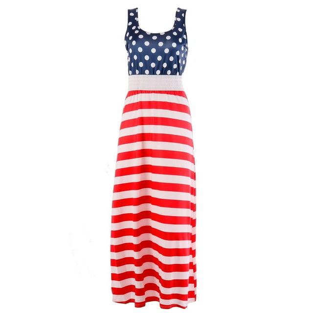 Robe d'Été Décontractée Vêtements de Printemps et d'Été Fête de l'Indépendance Drapeau Mère et Fille Robe Décontractée à Rayures