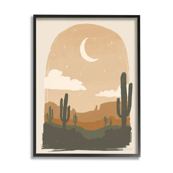 Stupell Industries Arid Desert Cactus Under Night Sky Graphic Art Black Framed Art Print Wall Art, Design by Janelle Penner
