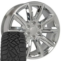 OE Wheels CV73 20 Inch Rims and Tires Fit Tahoe Style 6x139.7 20x8.5 Chrome with Chrome Insert - Hollander 5696 - TerraMax RT 275/55-20 (Set of 4)