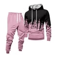 thumbnail image 2 of Hogleaql Sweatsuits for Men 2 Piece Solid Color Sweat Pullover Hoodies Jogging Sport Pants Set Fleece Fall Suits with Pockets Pink L, 2 of 7