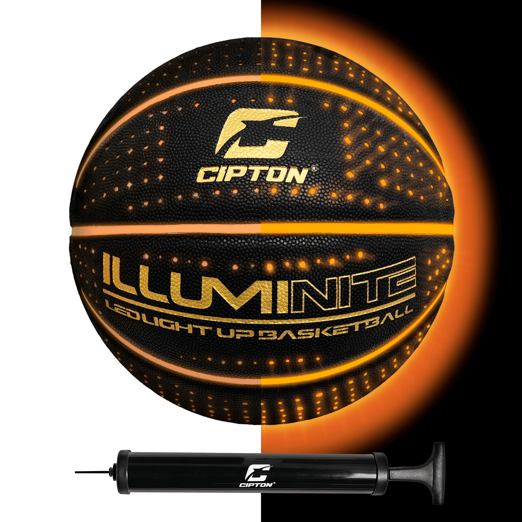 Cipton Glow in the Dark Official Size Microfiber Leather Basketball, Light Up Basketball, LED