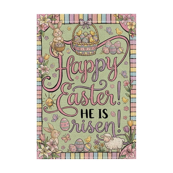A Easter Garden Flag 12X18 Inch Double Sided Polyester Yard Decoration With Bunny And Egg Print Style A For Outdoor Patio Lawn Spring Holiday