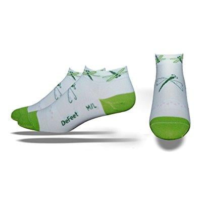 defeet women's speede dragonfly socks,white/light green,medium/large