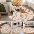 thumbnail image 5 of Round Rugs 4Ft, Pink Yellow Spring Floral Round Area Rug Washable Indoor Throw Carpet, Watercolor Summer Botanical Soft Non Slip Circle Rug for Kitchen Nursery Room Home Decor Aesthetic, 5 of 8