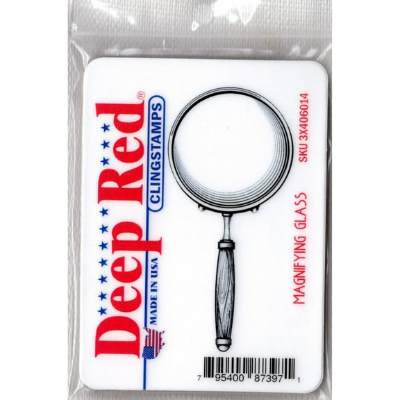 Deep Red Stamps Magnifying Glass Rubber Cling Stamp