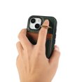 thumbnail image 5 of Wallet Back Case for iPhone 13 with Wrist Strap, Stylish Magnetic Card Holder Finger Ring Kickstand PU Leather Lanyard Shockproof Slim Phone Case Cover for iPhone 13, Green, 5 of 7