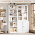 thumbnail image 4 of Hiphuta 73 in Tall 6-Tier Bookcase with Glass Doors, 32" Wide Bookshelves with Adjustable Shelf, Modern Minimalist Book Shelf for Home Office, Living Room, White, 4 of 8