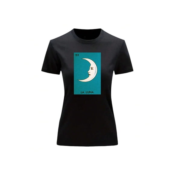 Playera Unisex De La Luna Loteria Mexicana Color Negro Talla Grande Marca Emil SaEs