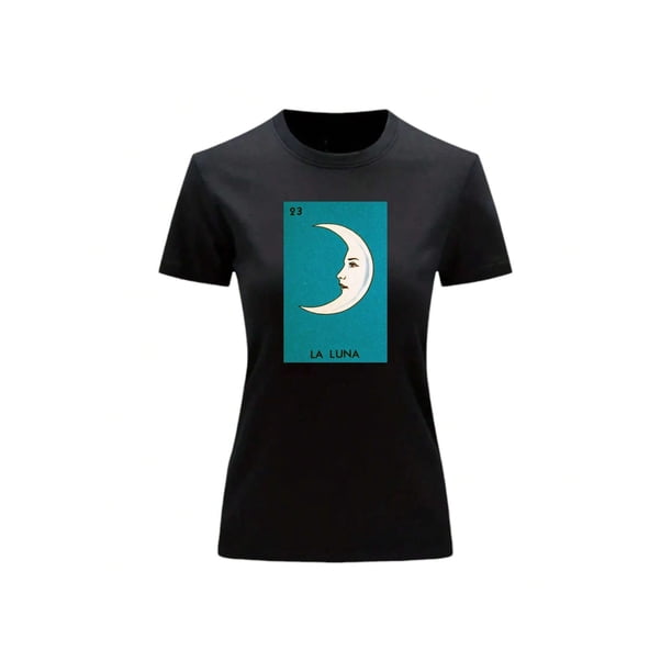 Playera Unisex De La Luna Loteria Mexicana Color Negro Talla Grande Marca Emil SaEs