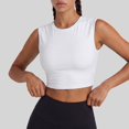thumbnail image 2 of Workout Tops for Women Cap Sleeve Open Back Cutout Cropped Slim Fit Tees Cross Wrap Hem with Built-in Support Bra Shirts Gym Fitness Daily Summer Streetwear Outfits White XL, 2 of 8