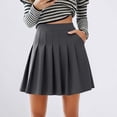 thumbnail image 2 of Landzoo Women'S Skirts Solid Color Elastic Waist Summer Comfortable Women Pleated Skirt Size S Grey, 2 of 9