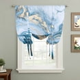 thumbnail image 2 of Blue Gold Marble Tie Up Curtains for Windows, Adjustable Balloon Window Shades, Vintage Abstract Geometric Gradient Kitchen Window Treatments Adjustable Roll Up Curtain for Basement/Nursery 52"x45", 2 of 8