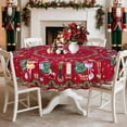 thumbnail image 2 of Christmas Nutcracker Tablecloth Waterproof, Xmas Red Table Cloth Rectangle, Washable Table Cover for Christmas Party Home Kitchen Decoration (61 Inch, Round), 2 of 6
