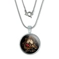 thumbnail image 1 of Bad To The Bone Skull Snake Biker Motorcycle Western 0.75" Pendant with Sterling Silver Plated Chain, 1 of 4