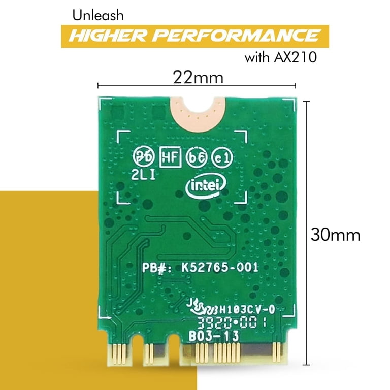 Scheda Wi-Fi Intel AX210 WiFi 6E | M.2 2230 | Bluetooth 5.2 | Senza VPro | 2.4 Gbps