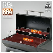 Feasto BBQ Charcoal Grill with Side Table, 30-In Heavy Duty Outdoor BBQ Grill with 647 Sq. In Cooking Area