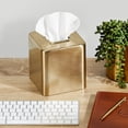 thumbnail image 4 of mDesign Metal Square Modern Tissue Box Cover Holder for Bathroom - Soft Brass, 4 of 5