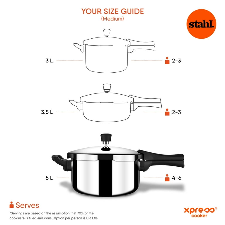 Stahl Triply Stainless Steel 5 Litre Pressure Cooker Outer Lid Stove Top Express Cook Walmart