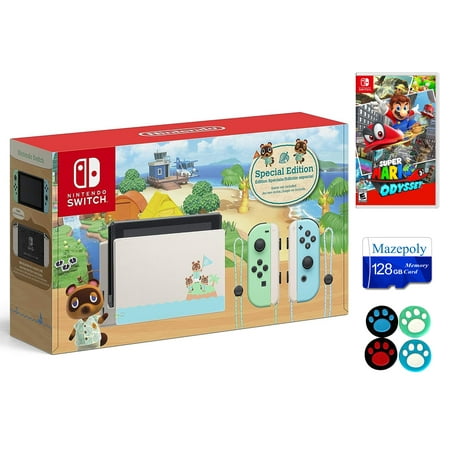 Nintendo Switch Console, Animal Crossing: New Horizons Edition, Super Mario Odyssey Game with Mazepoly Accessories(Not Including ANIMAL CROSSING Game)