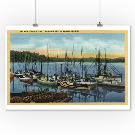Newport, Oregon - Salmon Fishing Fleet in Yaquina Bay (9x12 Art Print, Wall Decor Travel