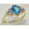 thumbnail image 2 of LBG 10k Yellow Gold Natural Blue Topaz and CubicZirconia Womens Classic Ring - Size 7.75, 2 of 3