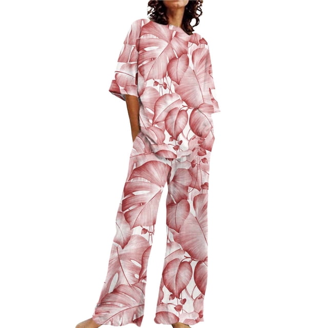 Summer Outfits For Women 2 Cotton Linen Set Oversized T Shirts Straight Leg Pant Plus Size Tracksuit