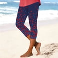 thumbnail image 3 of Stamzod Womens Capri Leggings High Waisted Cropped Yoga Pants Tummy Control Athletic Workout Leggings Navy B S, 3 of 6