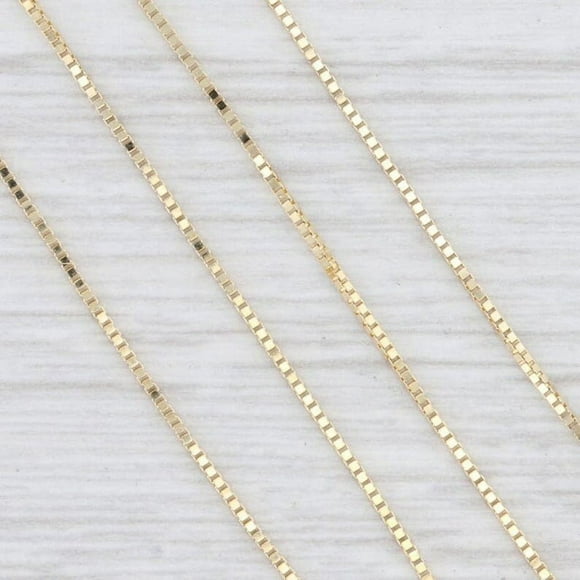 Estbridg 14K Solid Yellow Gold Box Necklace Real Gold Chain with Lobster Lock