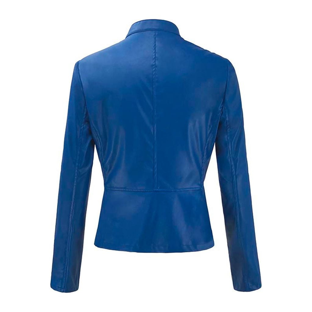Aufmer Women Lapel Motor Leather Jacket Coat Ladies Zip Biker Short Punk Cropped Tops(Juniors or Juniors Plus)
