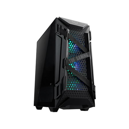 ASUS TUF Gaming GT301 Mid-Tower Compact Case for ATX Motherboards with Honeycomb Front Panel, 3 x 120mm AURA Addressable RBG Fans, Headphone Hanger, and 360mm Radiator Support, 2 x USB 3.2 Gen1 (USB 3