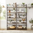 thumbnail image 6 of VECELO 5-Tier Folding Bookcase Storage Organizer, Wooden Bookshelf with Metal Frame for Bedroom, Living Room and Home Office, Dark Brown, 6 of 7