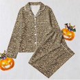 thumbnail image 2 of MEZZALL Women Pajama Sets Leopard Long Sleeve Lapel Button Shirts Blouse Tops With Pants Home Clothing Versatile Sleepwear, 2 of 5