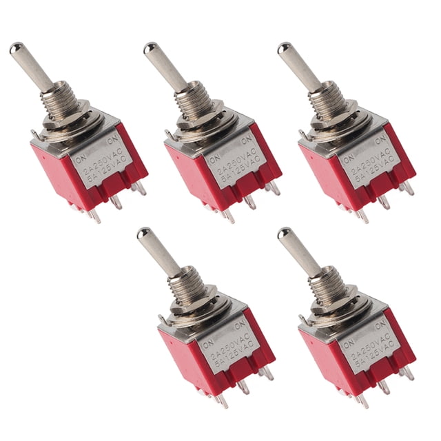 Toggle Switch, 5PCS ON ON Toggle Switch,2 Position Toggle Switch 3PDT 9 Pin 6mm 2A / 250VAC 5A / 120VAC, Switching, electronic component toggle switches