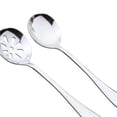 thumbnail image 5 of FRCOLOR small colander Stainless Steel Colander Set of 4 Creative Hollowout Serving Spoons for Western Food in Silver Color 4 Colanders,7.76"X1.97"X0.31", 5 of 5