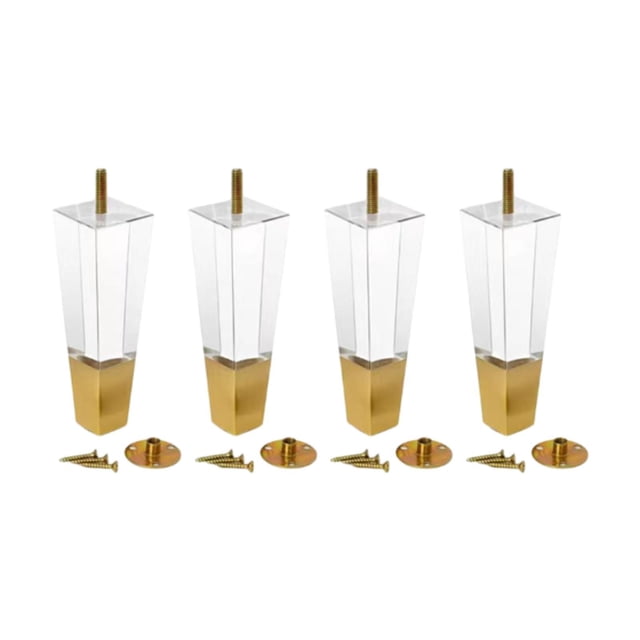 4 piezas de muebles acrílicos patas de banco de banco de reemplazo de reemplazo patas de sofá mesa de comedor patas para el dormitorio de la oficina 20 cm de amarillo