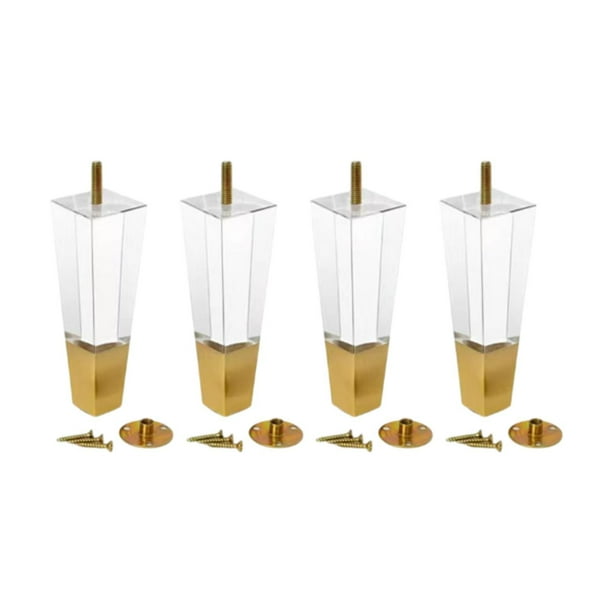 4 patas de acrílico para muebles, patas de escritorio, patas transparentes para muebles, elevación 20 cm de amarillo