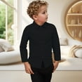 thumbnail image 3 of LOCHEX Boys Long Sleeve Button Down Dress Shirts Solid Gentleman's School Uniform Shirt Blouses for Boys Dress Tops for Big Kids Teen,Black,10, 3 of 7