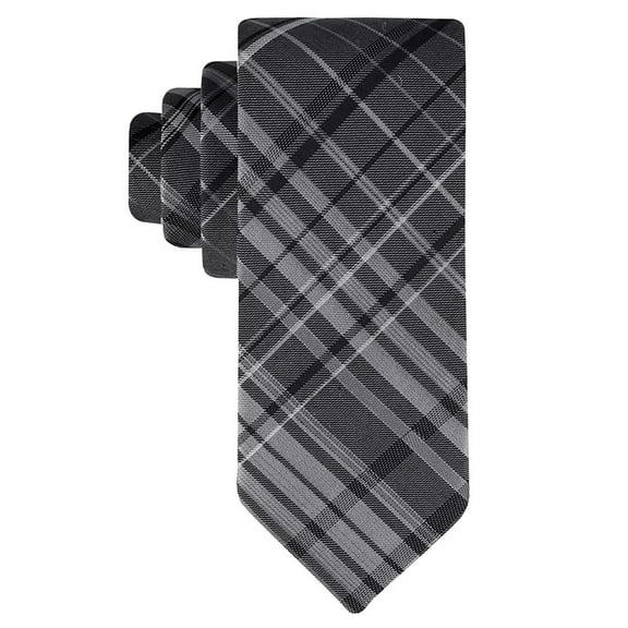 Calvin Klein Mens Regular fit Tie Necktie One Size  Black Plaid