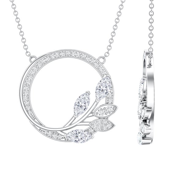 Rosec Jewels Certified Moissanite Eternity Necklace for Women - Nature Inspired Necklace (D-VS1 Quality) - Jewelry Box Included, 925 Sterling Silver