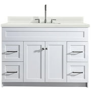 ARIEL HAMLET 49 IN. SINGLE SINK VANITY WITH WHITE QUARTZ COUNTERTOP IN WHITE