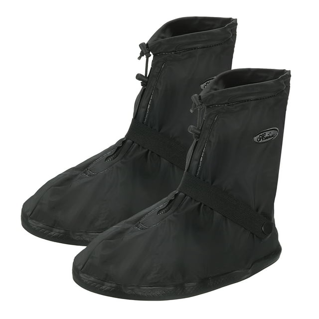 Cubierta de zapato de lluvia impermeable Uxcell XXL reutilizable, antideslizante, protector de galoshes de lluvia y nieve con cremallera negra 1 par