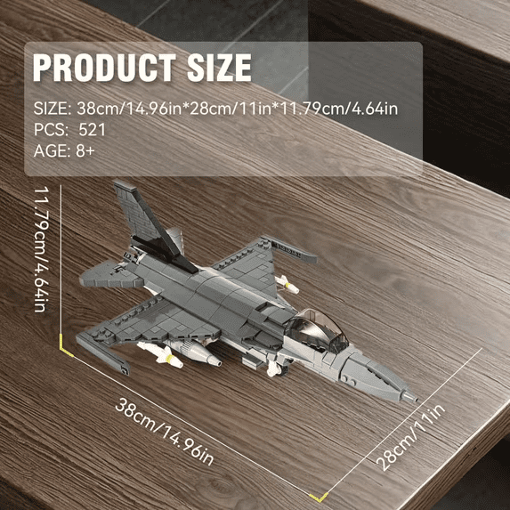 F-16 Fighting Falcon Military Aircraft Building Set, 520PCS Air Force Model Kit, Gift for Adults & Boys