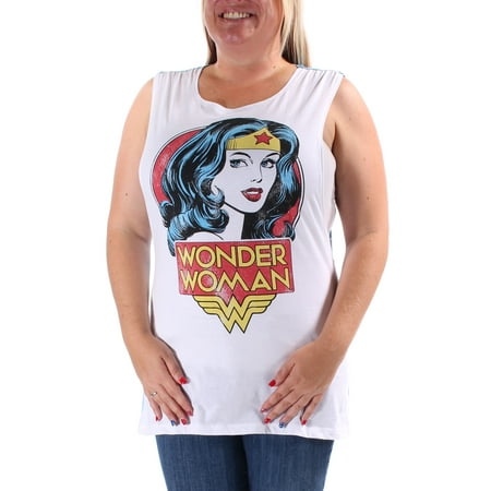 Womens Open Neck Shirt - DC COMICS Womens White Open Back Sleeveless Jewel Neck Top Size: L
